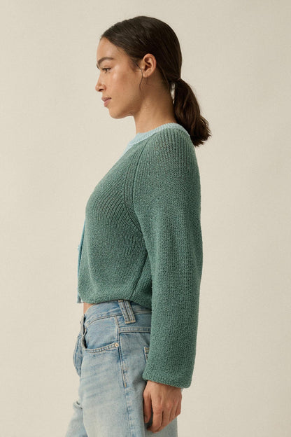 Meant to Be Contrast Knit Cropped Cardigan