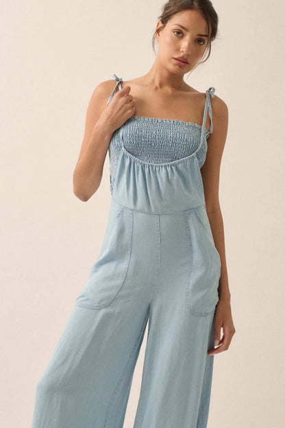 True Blue Denim Overall Jumpsuit and Tube Top Set