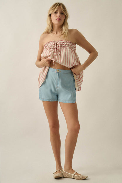 Code Blue Denim Elastic-Waist Tulip Shorts