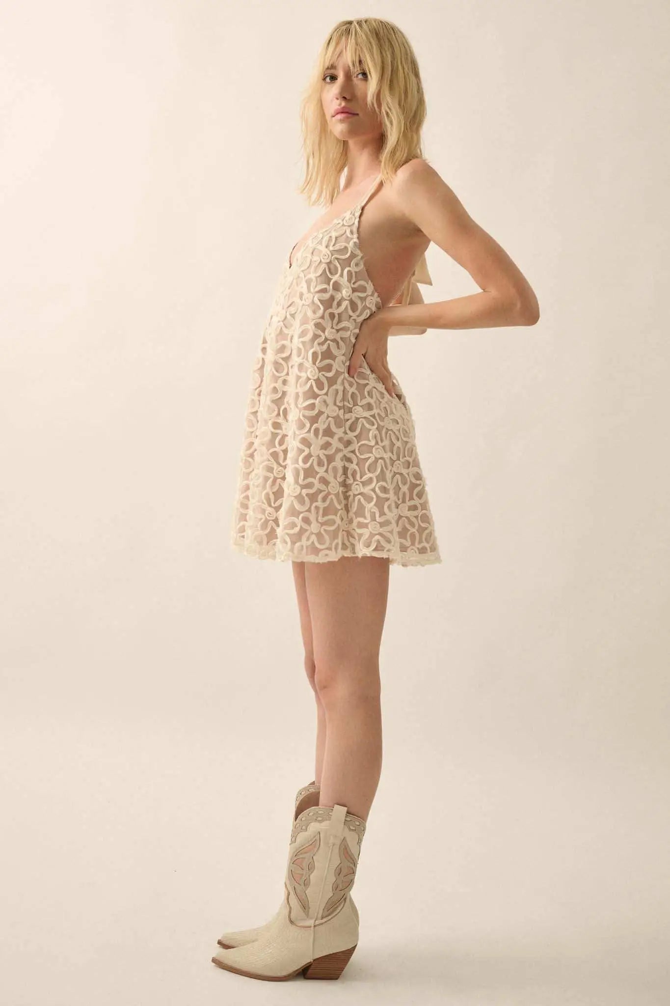 Wistful Beauty Floral Ribbon Lace Babydoll Romper