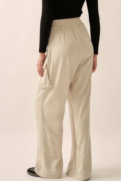 Walk On Wide-Leg Twill Cargo Pants