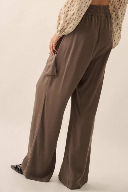 Walk On Wide-Leg Twill Cargo Pants