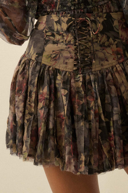 Blossoming Bliss Floral Drop-Waist Mini Skort