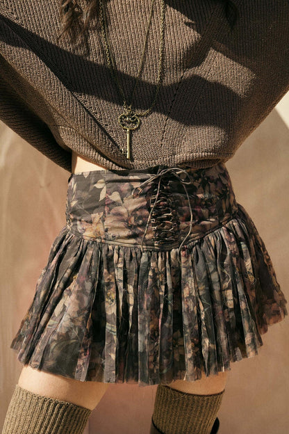 Blossoming Bliss Floral Drop-Waist Mini Skort