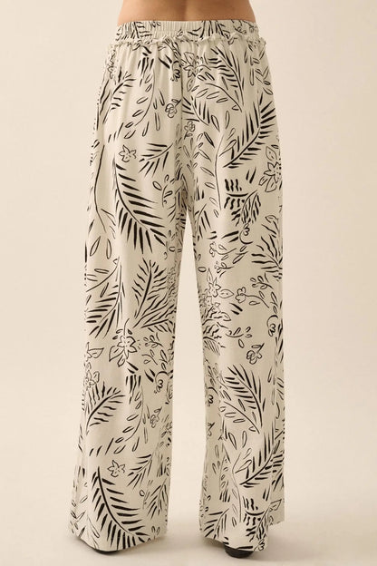 Artful Blooms Floral Wide-Leg Pants