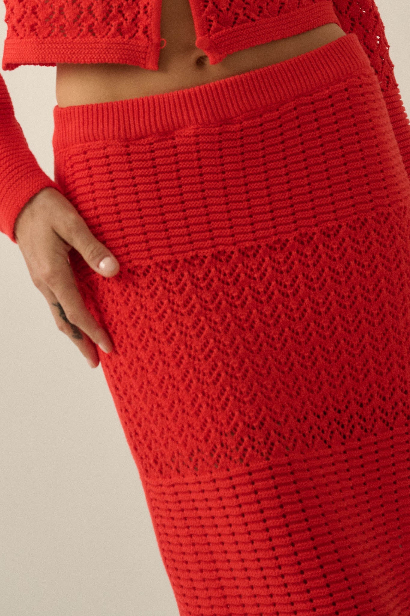 More Than Anything Pointelle Rib-Knit Maxi Skirt