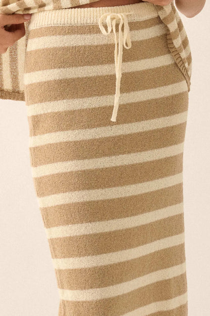 Set Me Free Striped Drawstring Sweater Midi Skirt