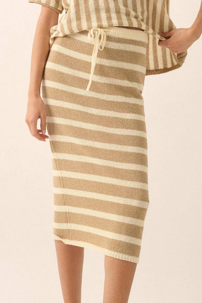 Set Me Free Striped Drawstring Sweater Midi Skirt