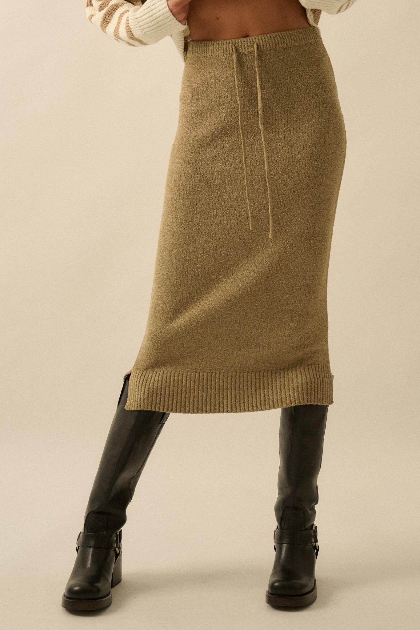Promise the Label Textured Knit Sweater Midi Skirt