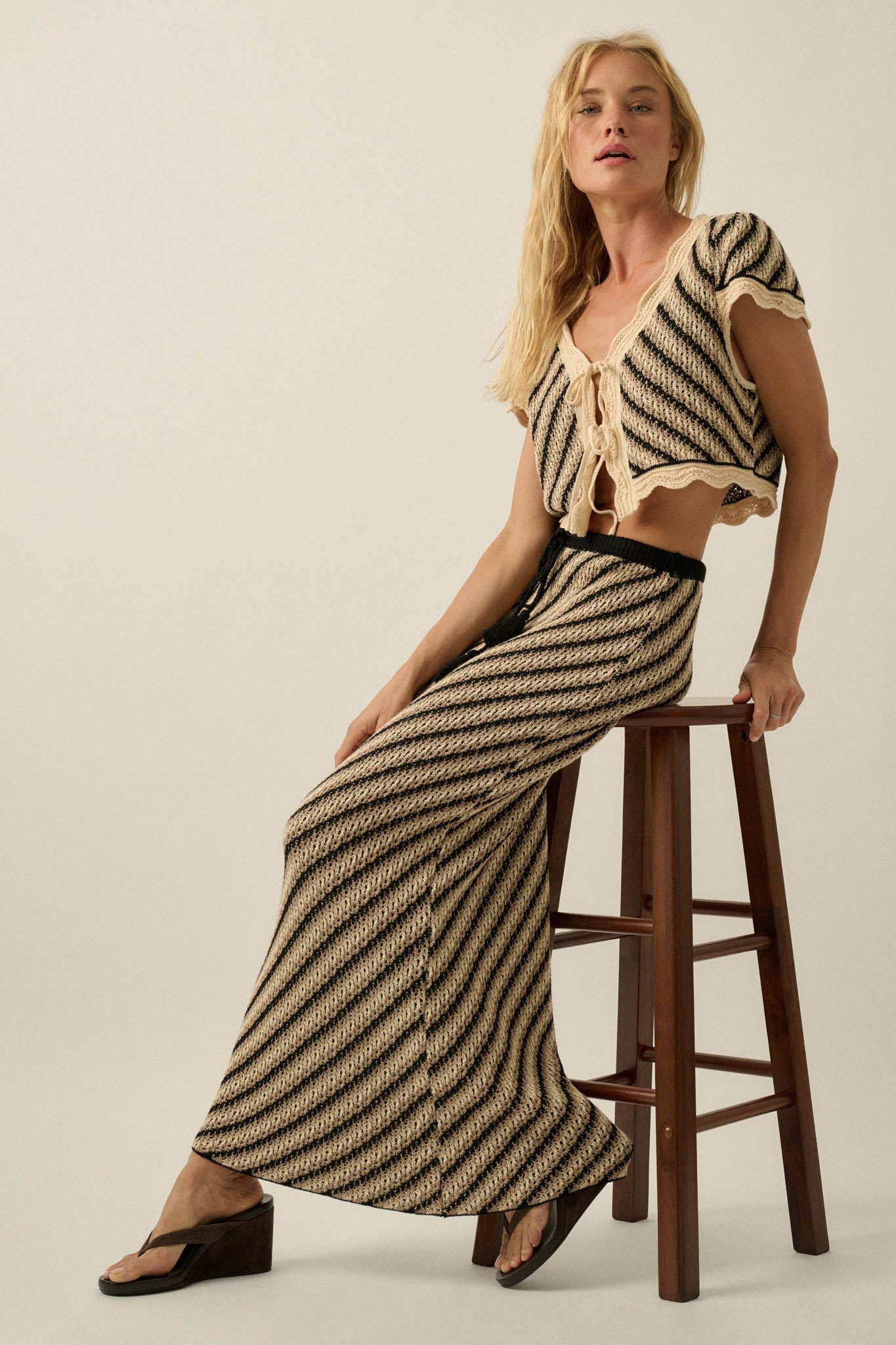 Endless Summer Striped Crochet-Knit Maxi Skirt