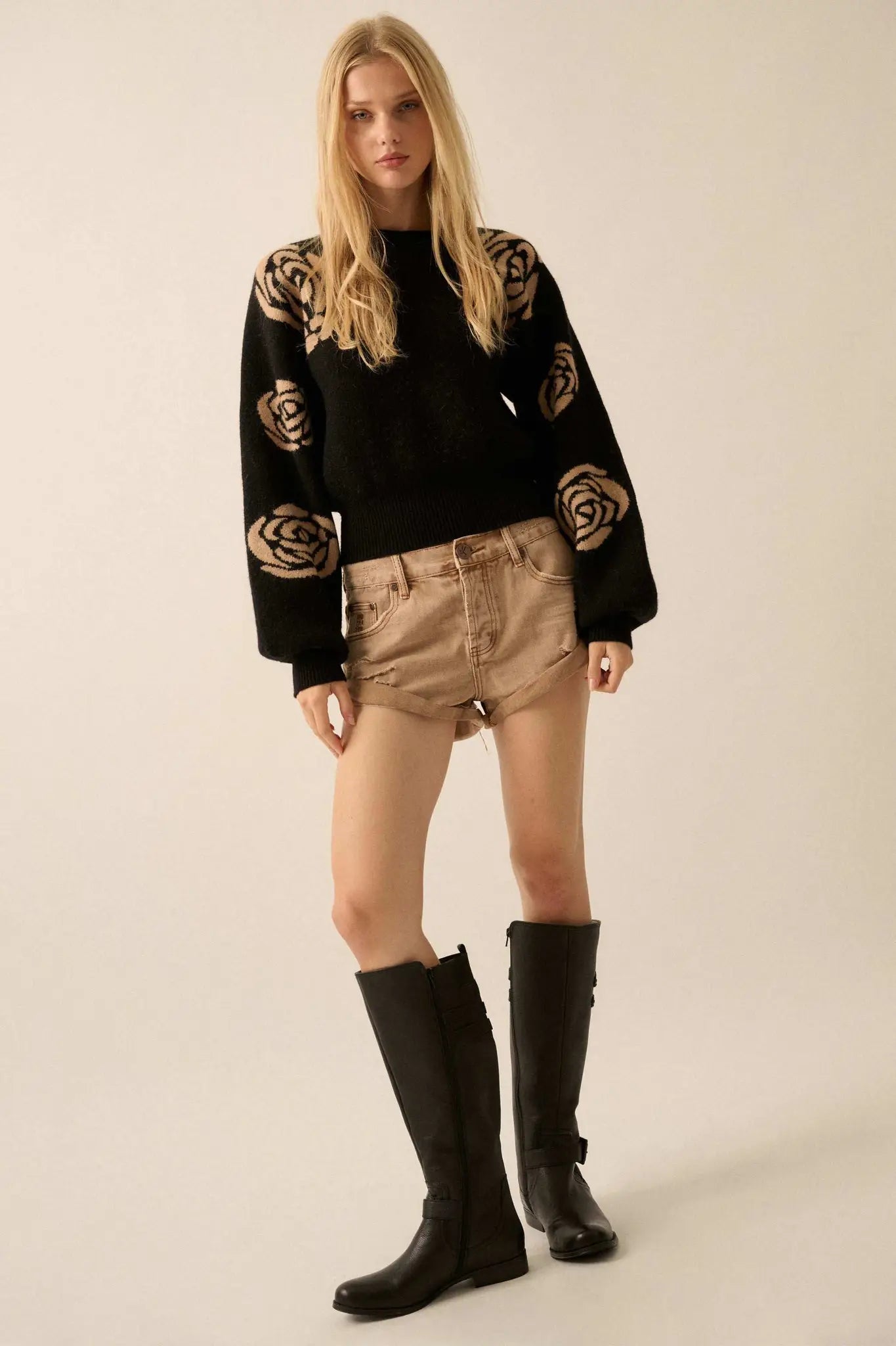 Winter Blooms Floral Jacquard Sweater