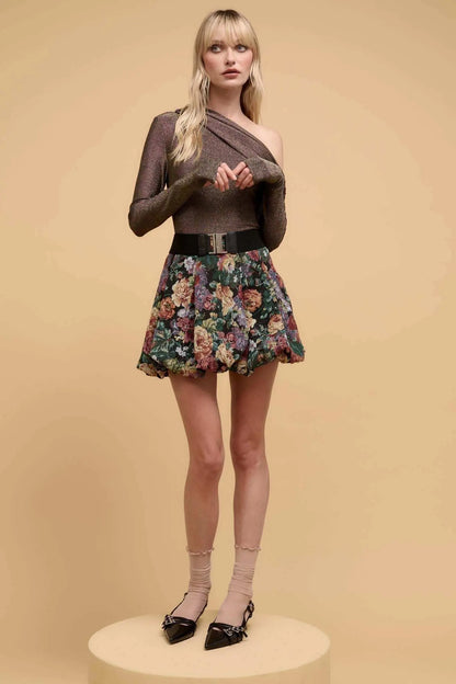 Life on Mars Metallic Knit One-Shoulder Top