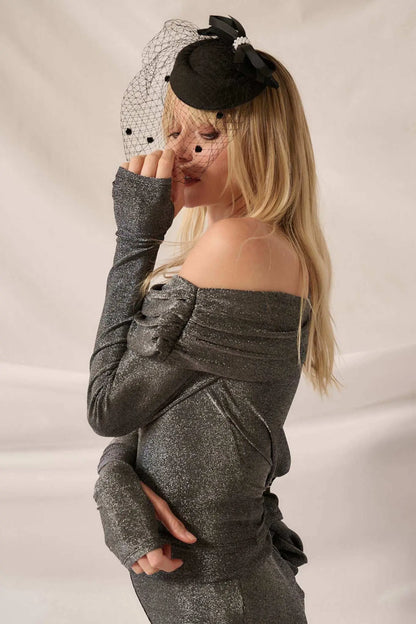 Life on Mars Metallic Knit One-Shoulder Top