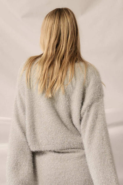 Winter Wonderland Metallic Fuzzy Knit Sweater