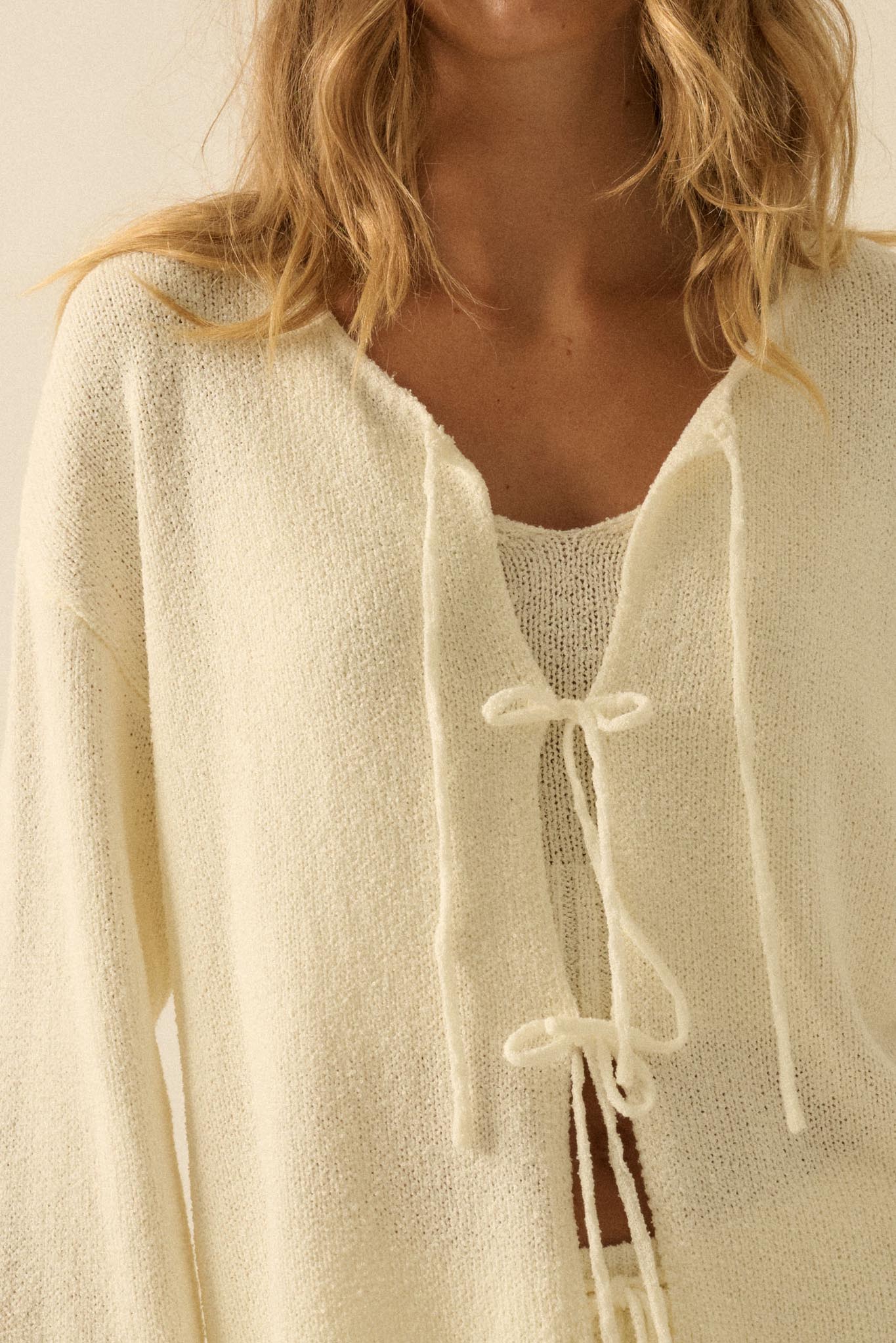 Promise the Label Textured Knit Cardigan and Tank