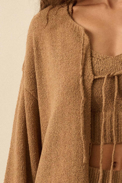 Promise the Label Textured Knit Cardigan and Tank