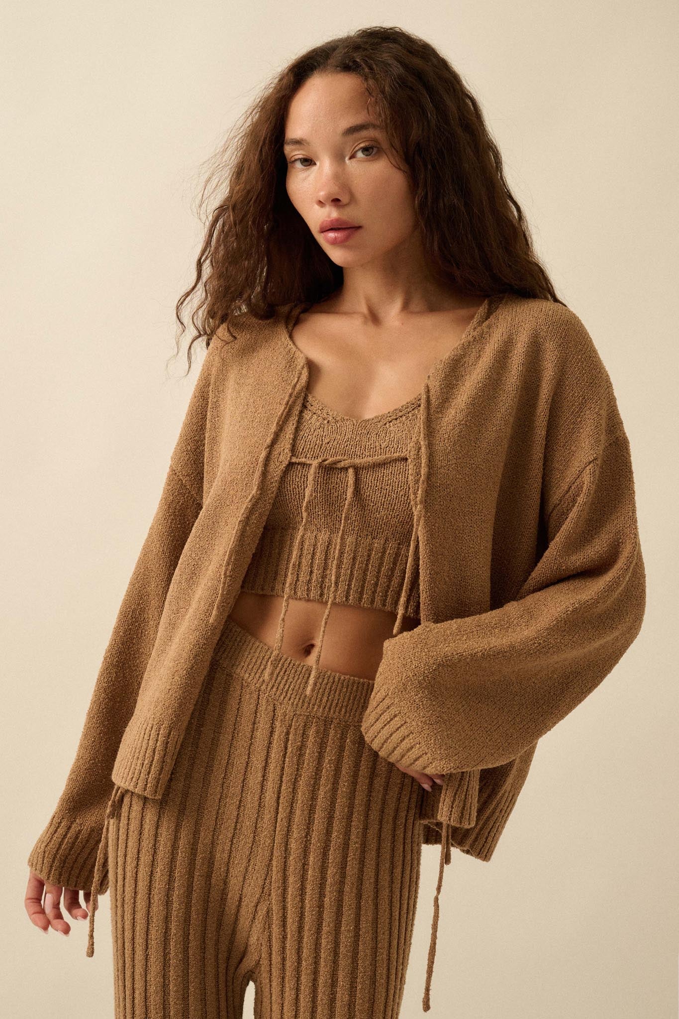 Promise the Label Textured Knit Cardigan and Tank