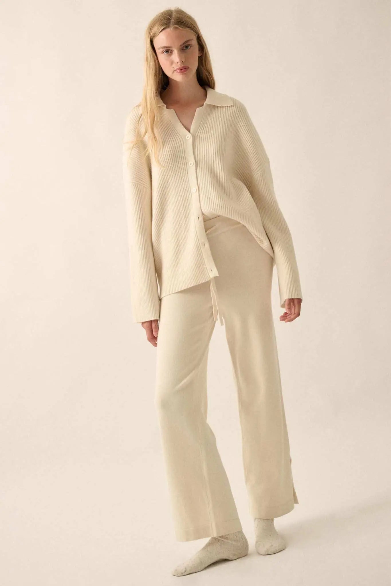 Promise the Label Rib-Knit Oversize Cardigan Sweater