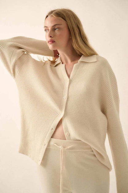 Promise the Label Rib-Knit Oversize Cardigan Sweater