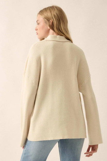 Promise the Label Rib-Knit Oversize Cardigan Sweater