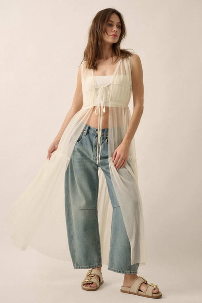 Softest Sigh Sheer Tulle Tie-Front Maxi Top