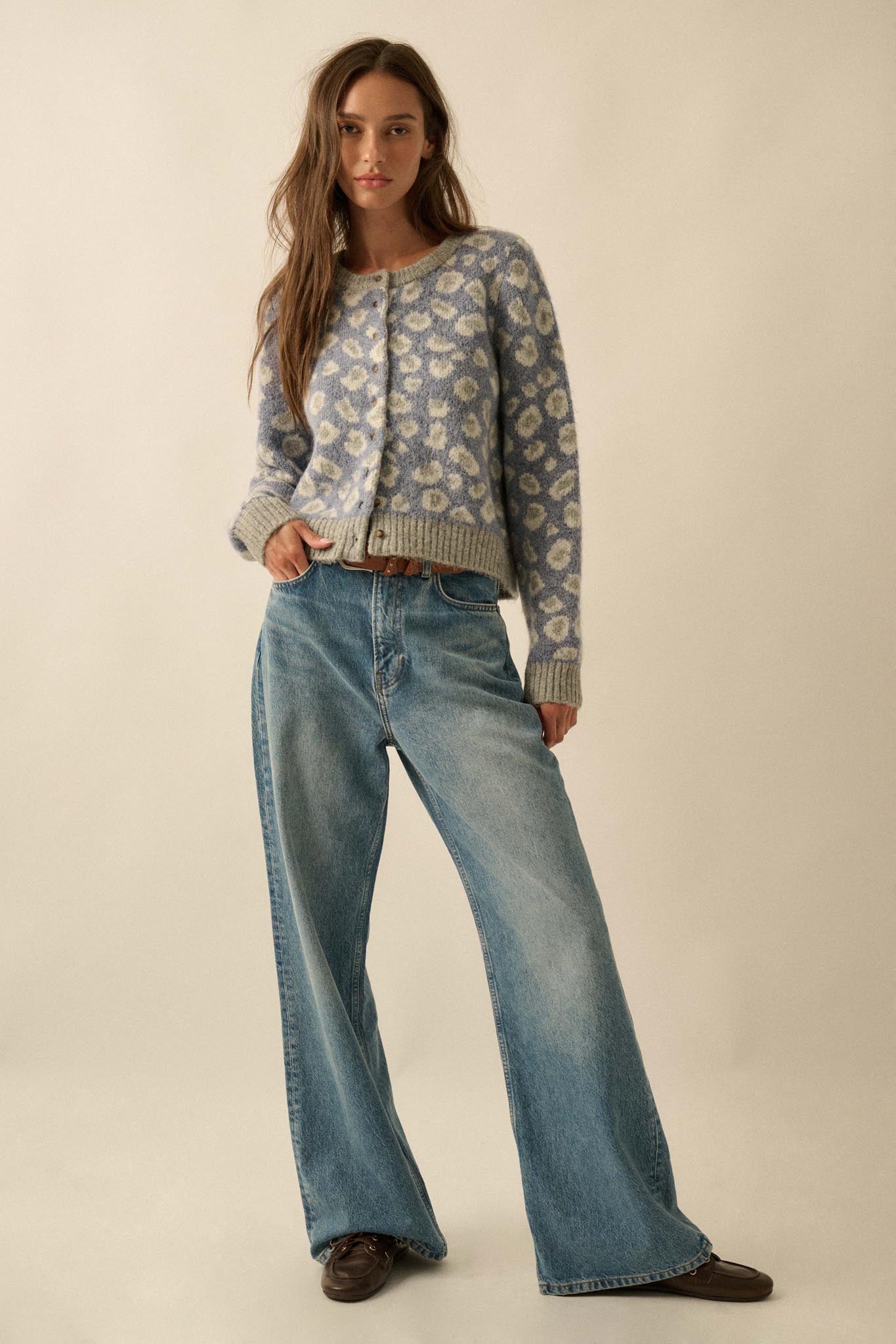 Animal Nature Leopard Jacquard-Knit Cardigan