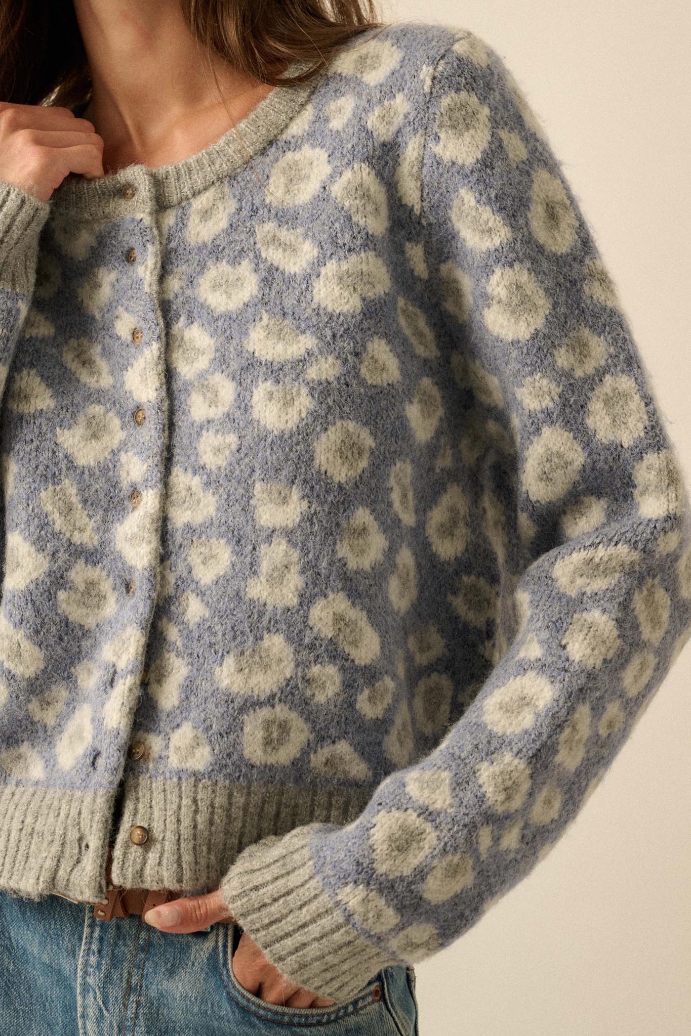 Animal Nature Leopard Jacquard-Knit Cardigan