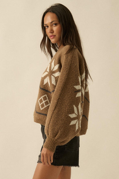 Northern Slopes Alpine-Knit Balloon Sleeve Sweater
