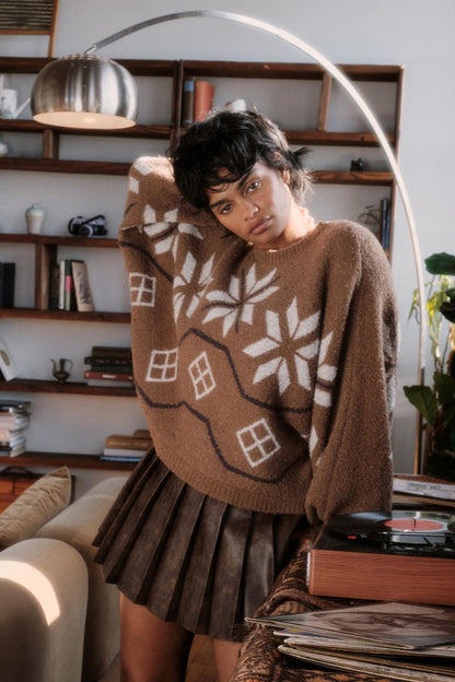 Northern Slopes Alpine-Knit Balloon Sleeve Sweater