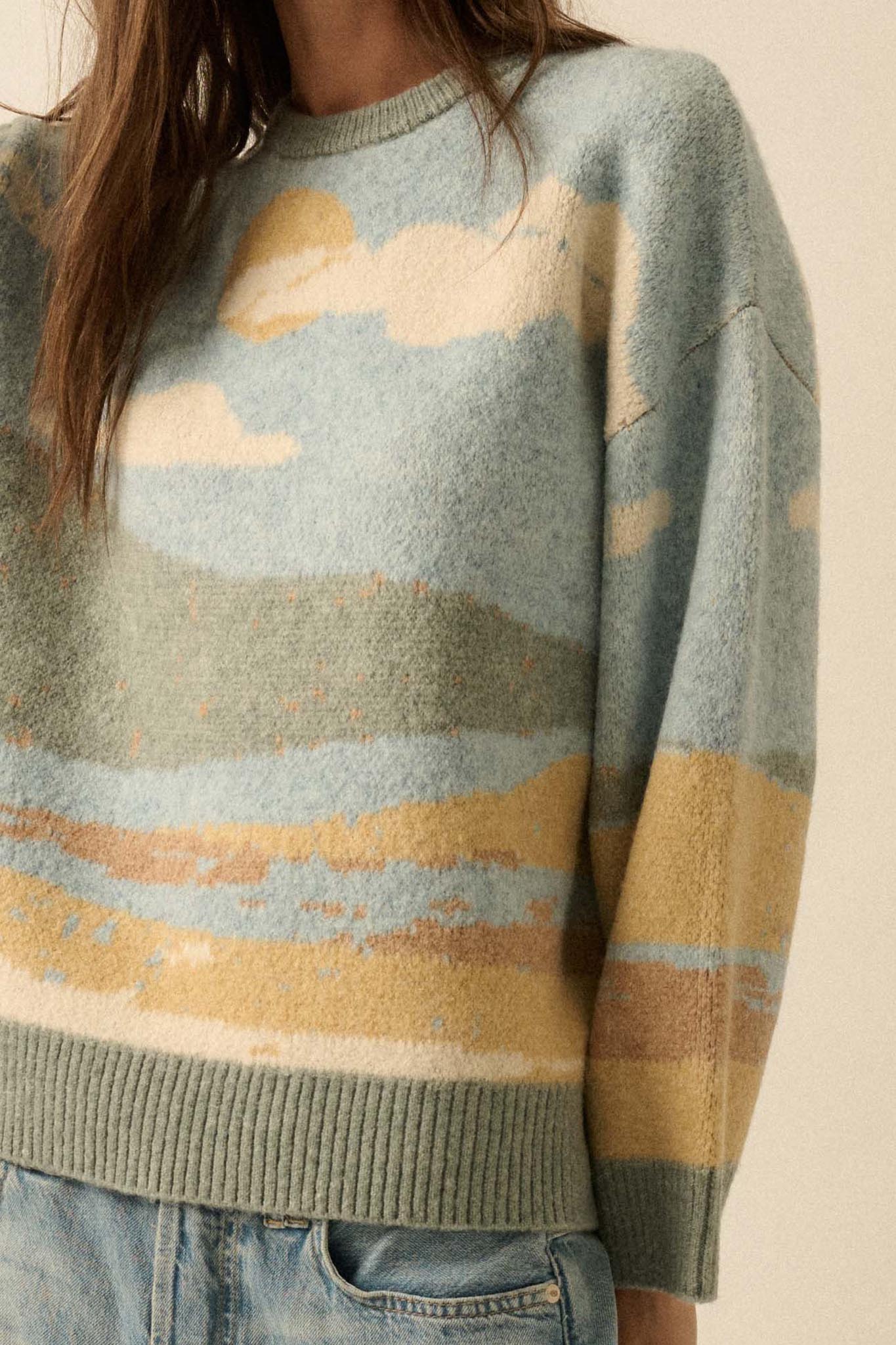 Wonderful World Jacquard-Knit Landscape Sweater