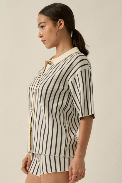 Cabana Club Striped Knit Button-Up Resort Shirt