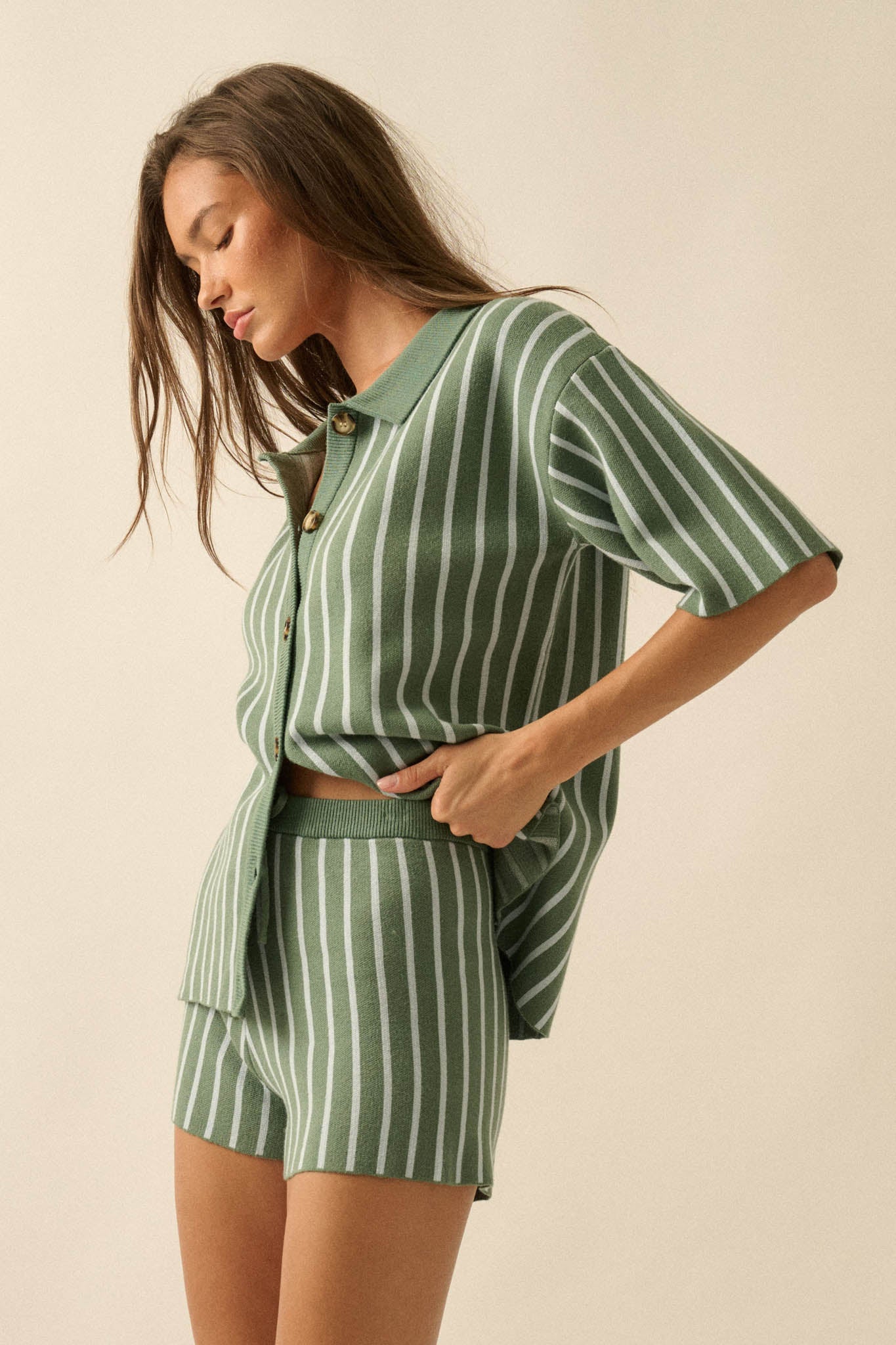 Cabana Club Striped Knit Button-Up Resort Shirt