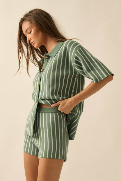 Cabana Club Striped Knit Button-Up Resort Shirt