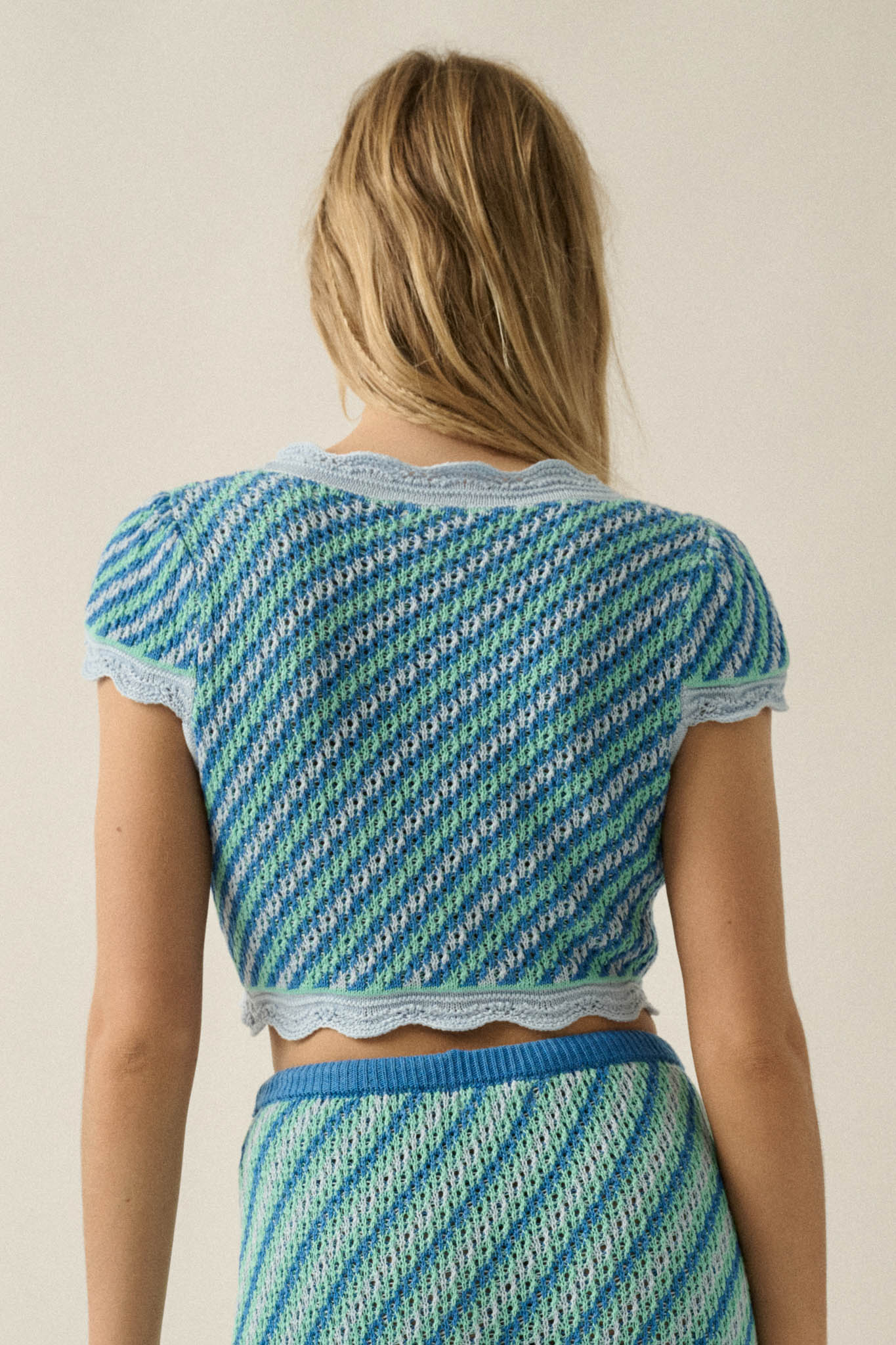 Summer Love Striped Crochet-Knit Tie-Front Top