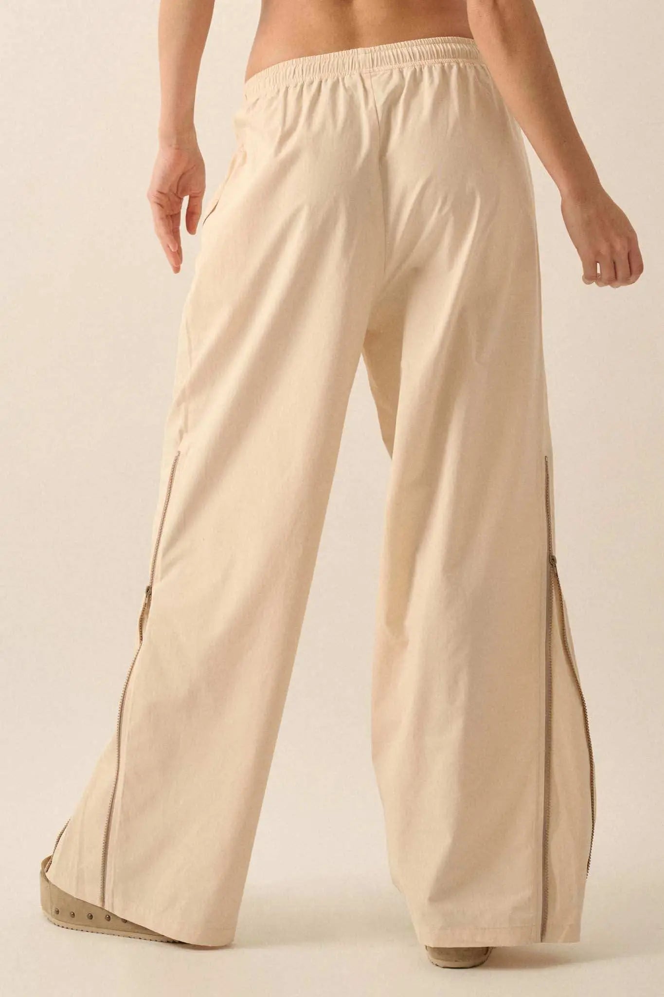 Zip It Up Side-Zip Wide-Leg Drawstring Pants