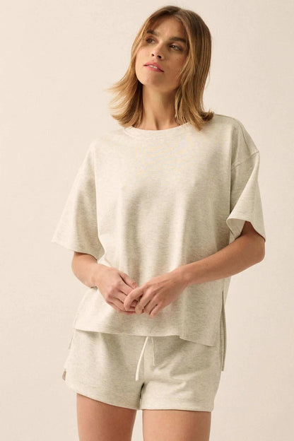 Premium Scuba Loose-Fit High-Low Boxy Tee