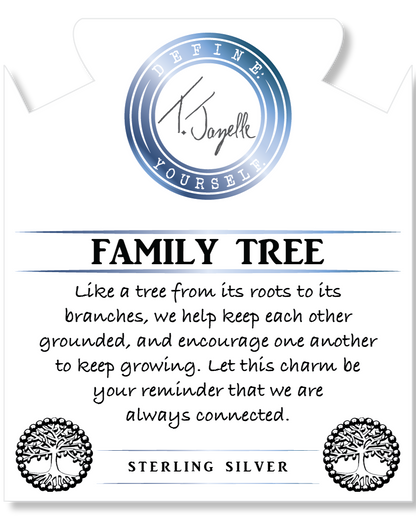 Australian Agate Gemstone Bracelet with Family Tree Sterling Silver Charm