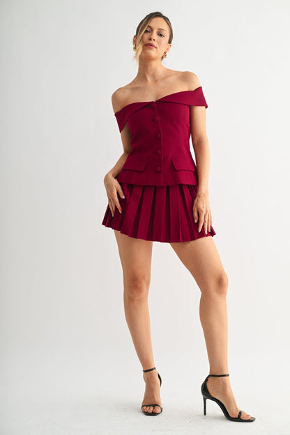 Burgundy Tennis Skirt Set