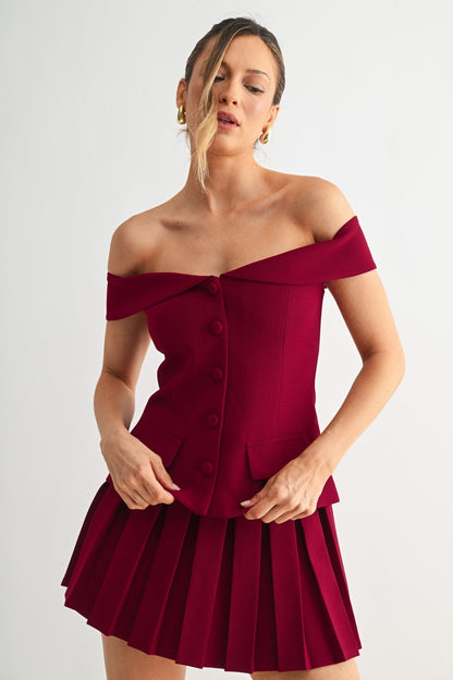 Burgundy Tennis Skirt Set