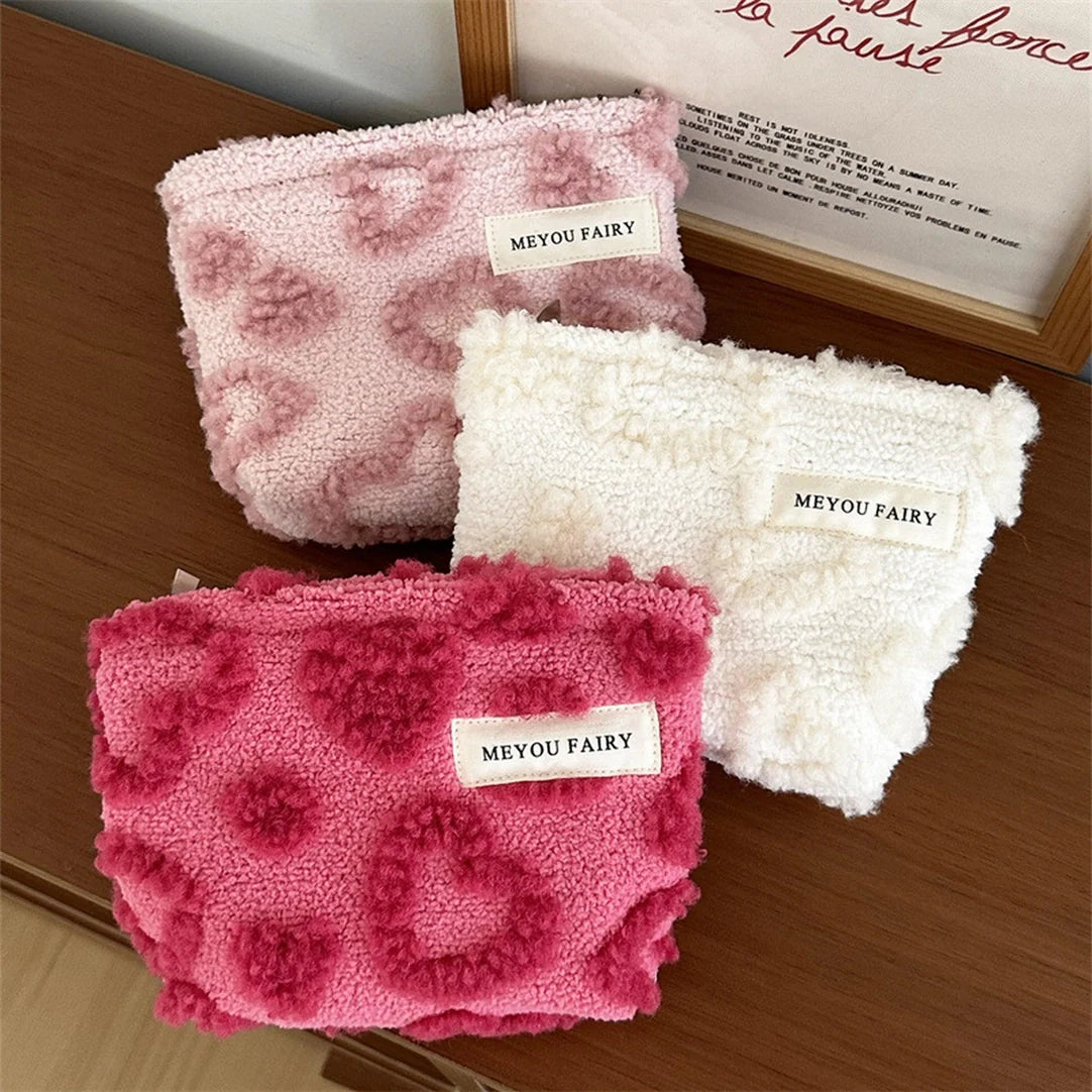 Small Plush Heart Makeup Bag