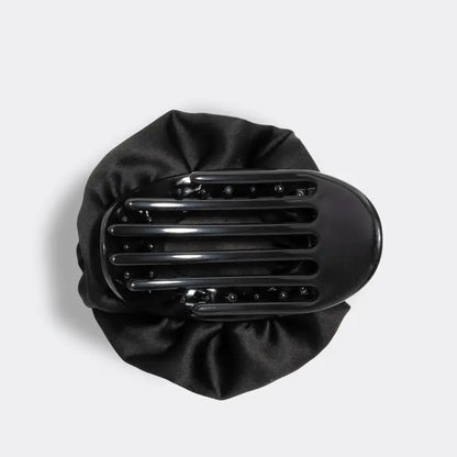 Satin Rosette Medium Flat Cloud Clip (Black)