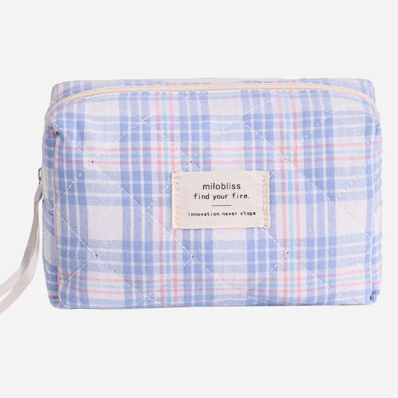 Simple Plaid Makeup Bag (Small)
